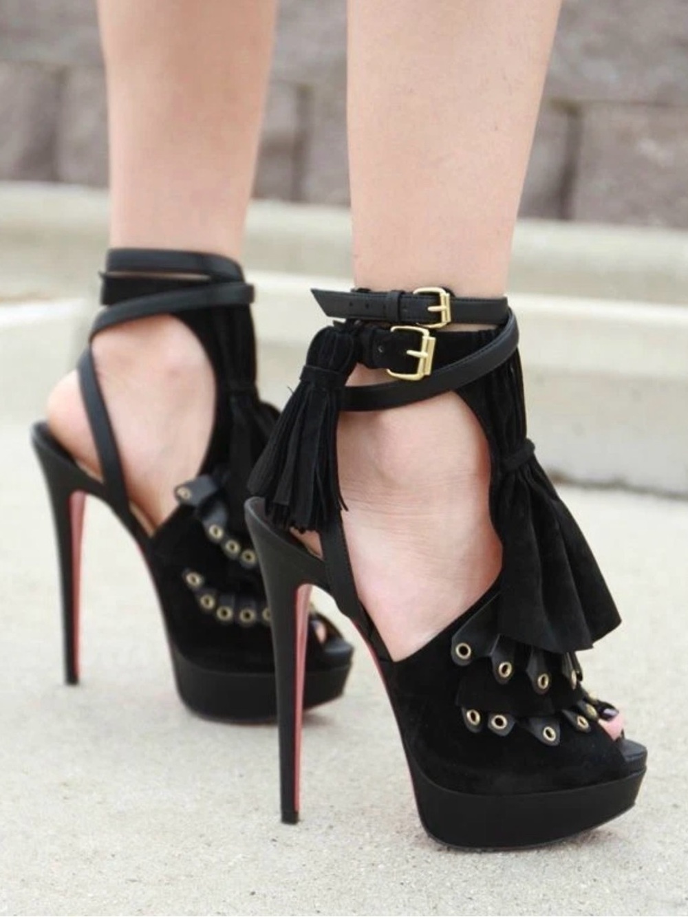 Christian Louboutin Rare Misfit Suede Heels